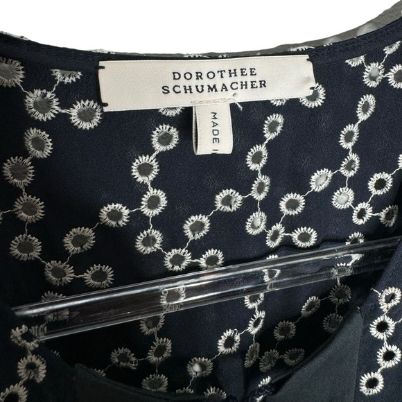 Dorothee Schumacher | Navy Eyelet Corset Lace Up Front Grosgrain Trim Dress 4/L - Picture 4 of 11